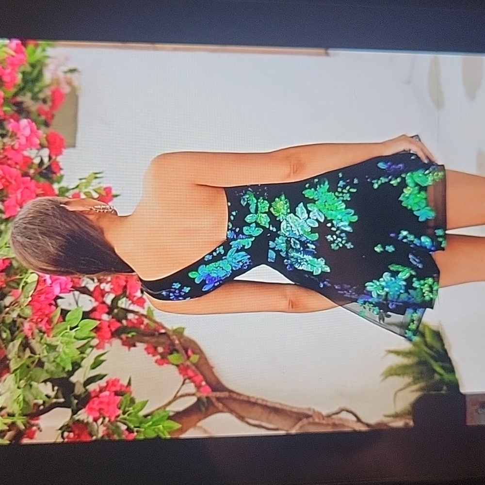 Shein blue green sequence asymmetrical dress - Picture 3 of 6